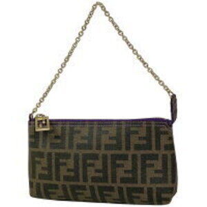 Fendi Zucca chain pouch handbag accessories brown purple